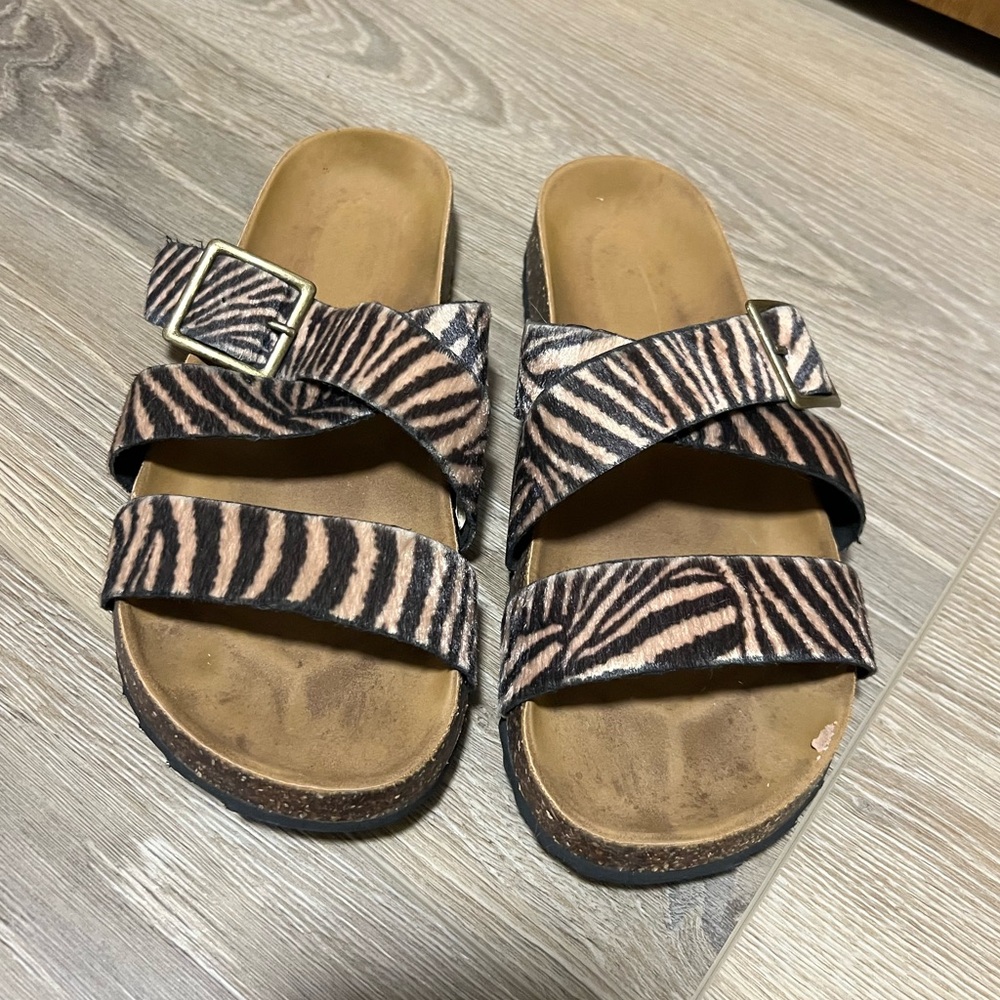 Zebra Print Sandals with Buckle